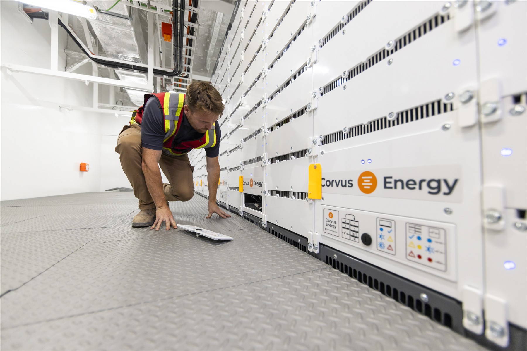 Inspection alongside marine battery system cabinets